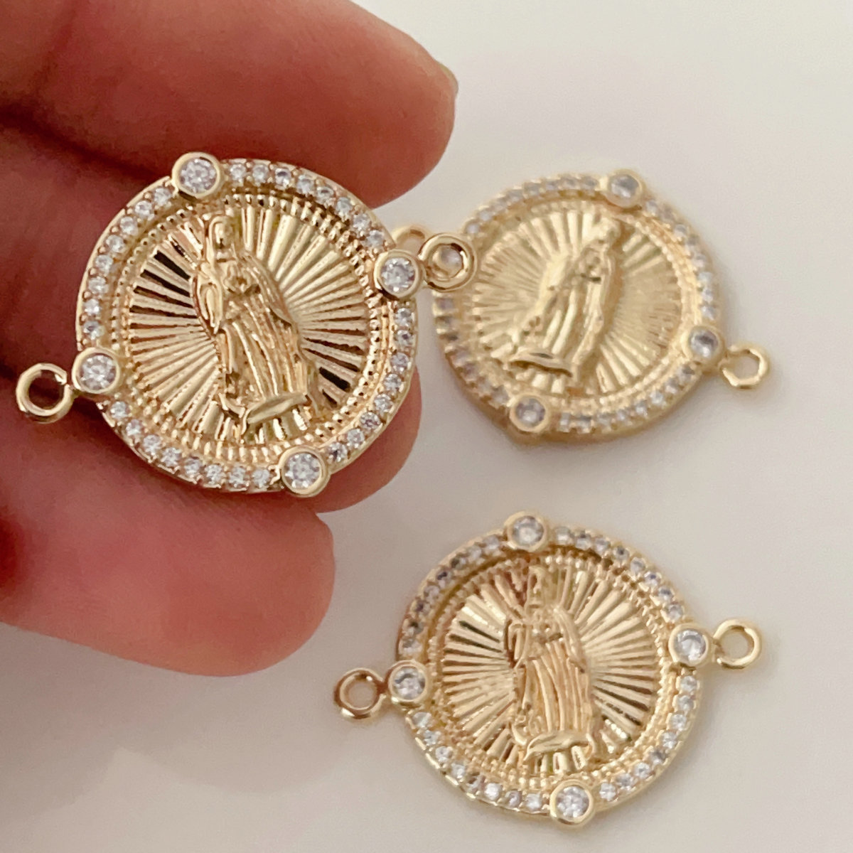 Pave virgin mary connctor for bracelet