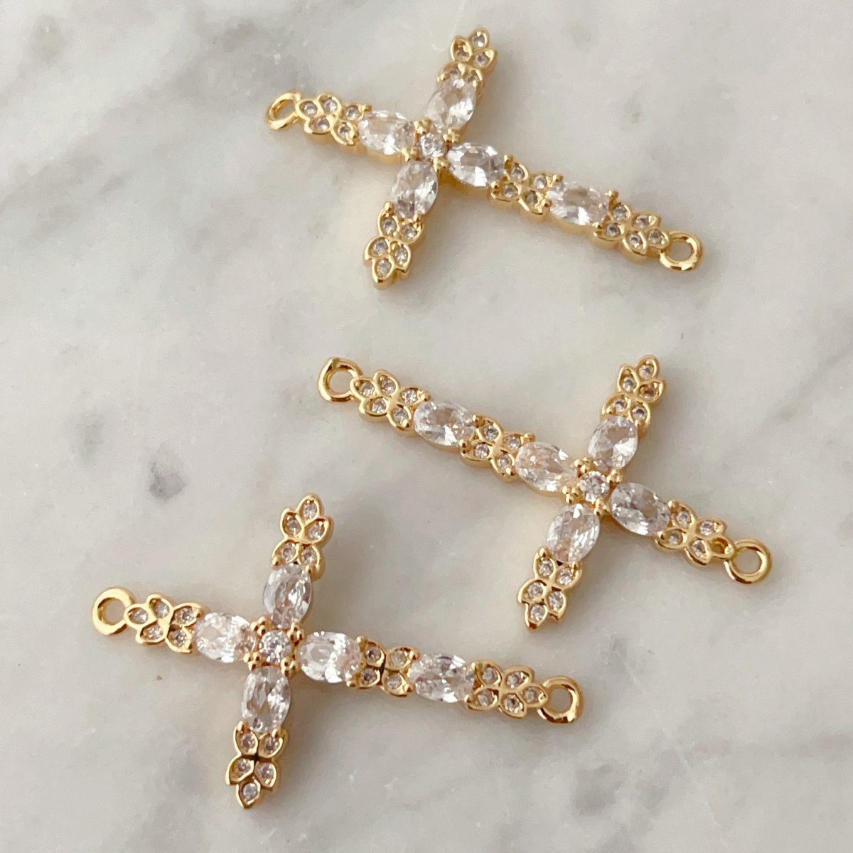 Pave cross connector for bracelet