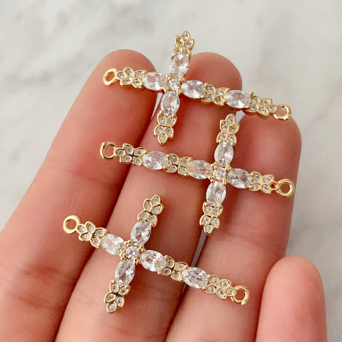 Pave cross connector for bracelet