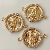 Pave virgin mary connctor for bracelet