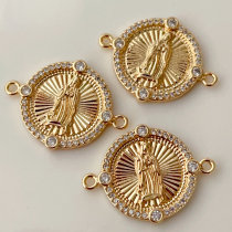 Pave virgin mary connctor for bracelet