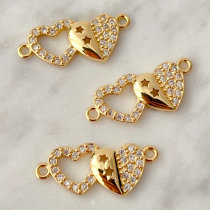 Pave Heart connector for bracelets