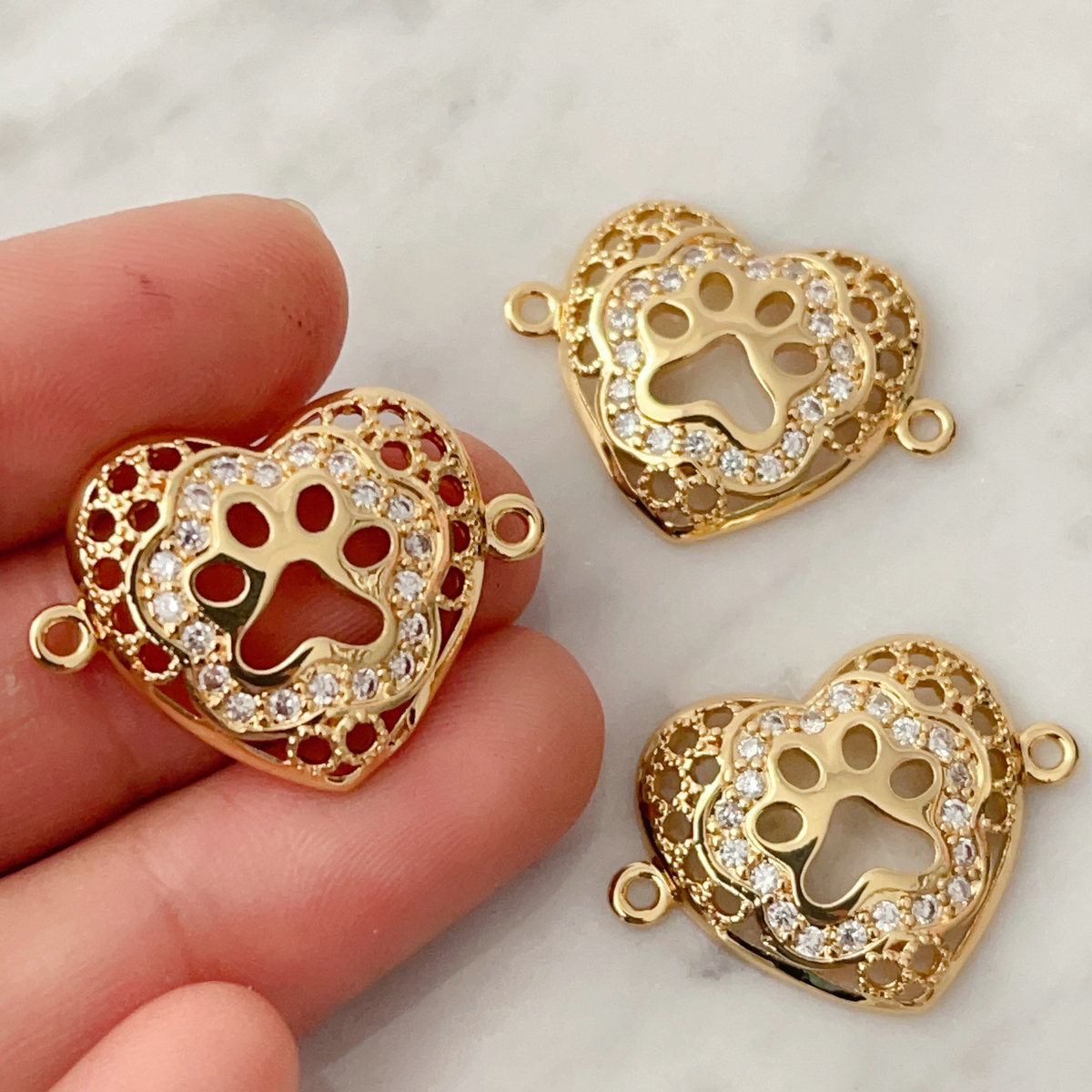 Pave Bear Paw Charm