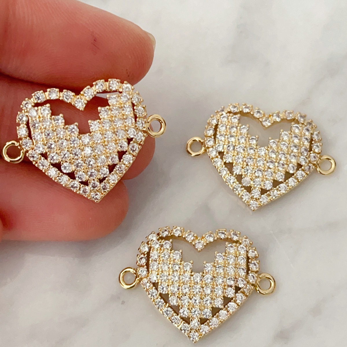 Pave Heart connector for bracelets