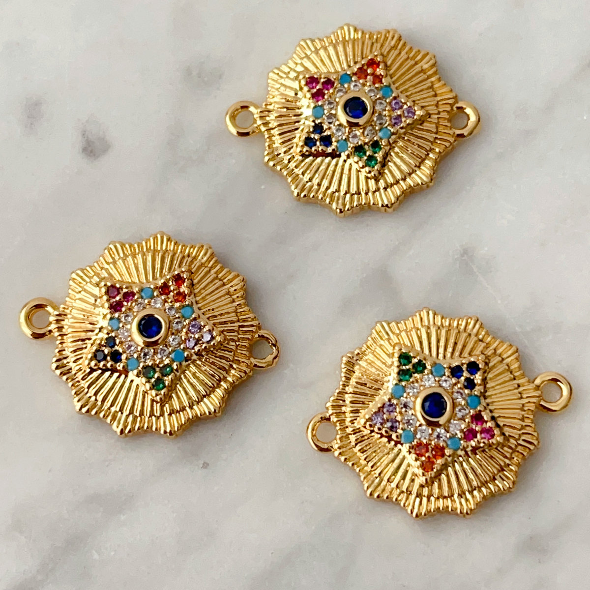 Pave star connector for bracelet