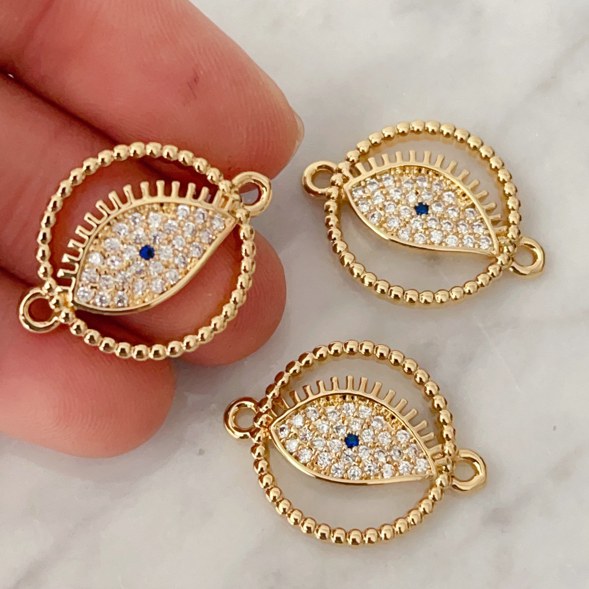 Pave eye connctor for bracelet