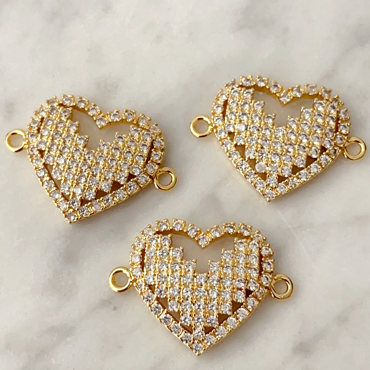 Pave Heart connector for bracelets
