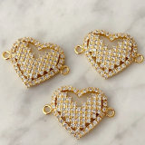 Pave Heart connector for bracelets