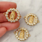 Pave virgin mary connctor for bracelet