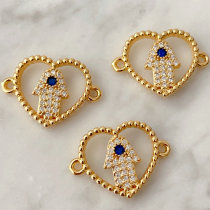 Pave hand connector for bracelet