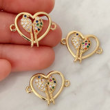 Pave heart bird connector for bracelets