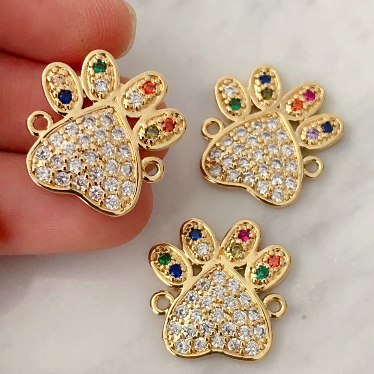 Pave Bear Paw Charm