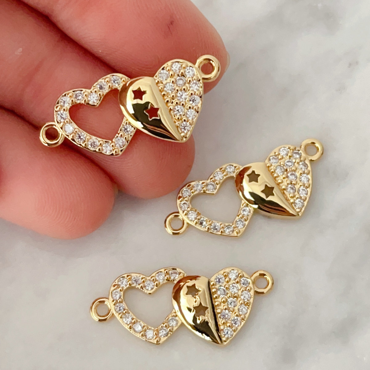 Pave Heart connector for bracelets