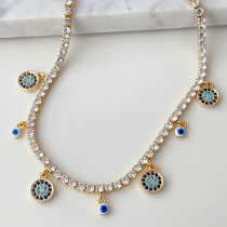 CZ tennis choker with Evil eye charm