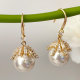 Glass pearl cz drop earrings