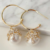 Crystal glass pearl drop earrings