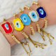 6mm gold bead bracelet with square glass evil eye charm