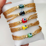 Gold chinese crystal glass evil eye bracelet