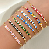 Enamel hart evil eye bracelet