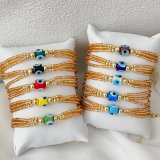 Gold chinese crystal glass evil eye bracelet