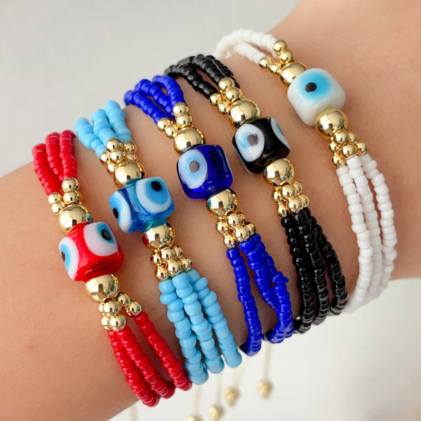 Glass evil eye crystal bracelet