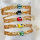 Gold chinese crystal glass evil eye bracelet