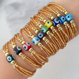 Gold chinese crystal glass evil eye bracelet