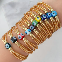 Gold chinese crystal glass evil eye bracelet