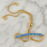 Enamel square evil eye bracelet