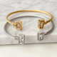 Square stone stainless steel bangle