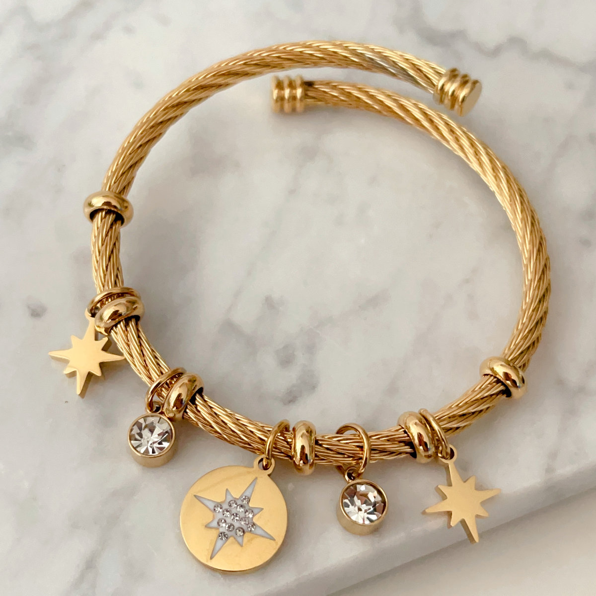Stainless steel bracelet with star charm