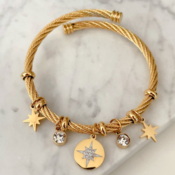 Stainless steel bracelet with star charm
