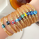 Gold chinese crystal glass evil eye bracelet