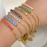 Enamel round evil eye bracelet