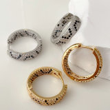 Pave leopard print hoops earrings