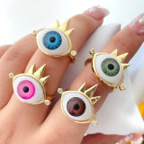 Evil eye adjustable ring
