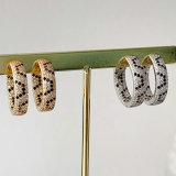 Pave leopard print hoops earrings