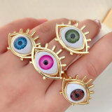 Pave evil eye adjustable ring
