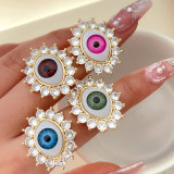 Pave evil eye adjustable ring