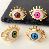 Pave evil eye adjustable ring