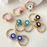 Square evil eye bead charm hoops