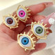 Pave evil eye adjustable ring