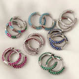 Silver plated simple cz hoops earrings