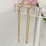 Cross chain tassel earrings