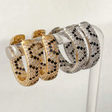 Pave leopard print hoops earrings