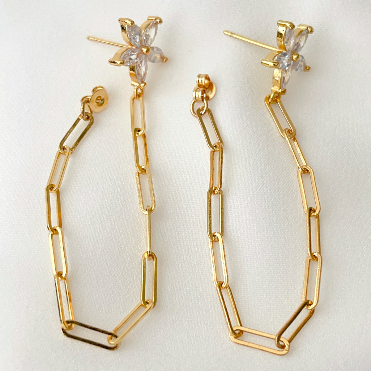 Paper chain flower earrings