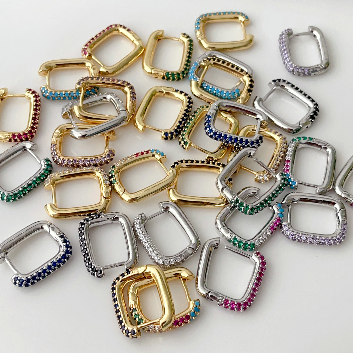 U pave cz hoop earrings