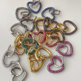 Pave heart drop earrings