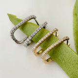 Pave square cz hoops earrings