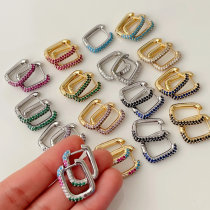 U pave cz hoop earrings